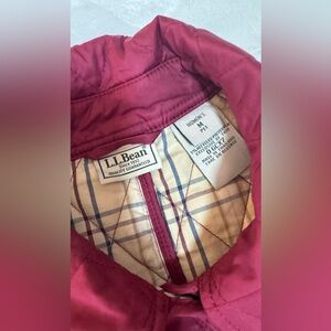 Vintage L.L. BEAN QUILTED ruby red Barn Jacket Plaid Lined Button Chore